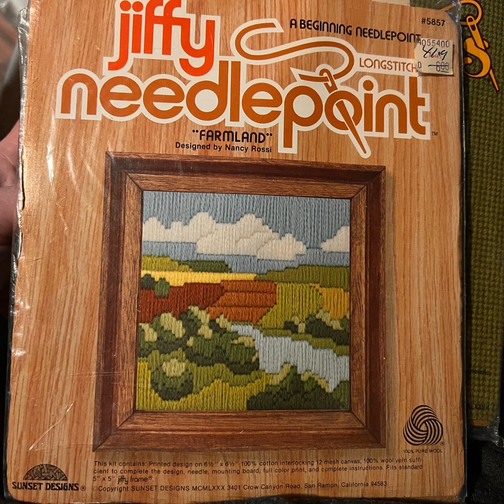 Vintage Jiffy Needlepoint Kit - Farmland Design